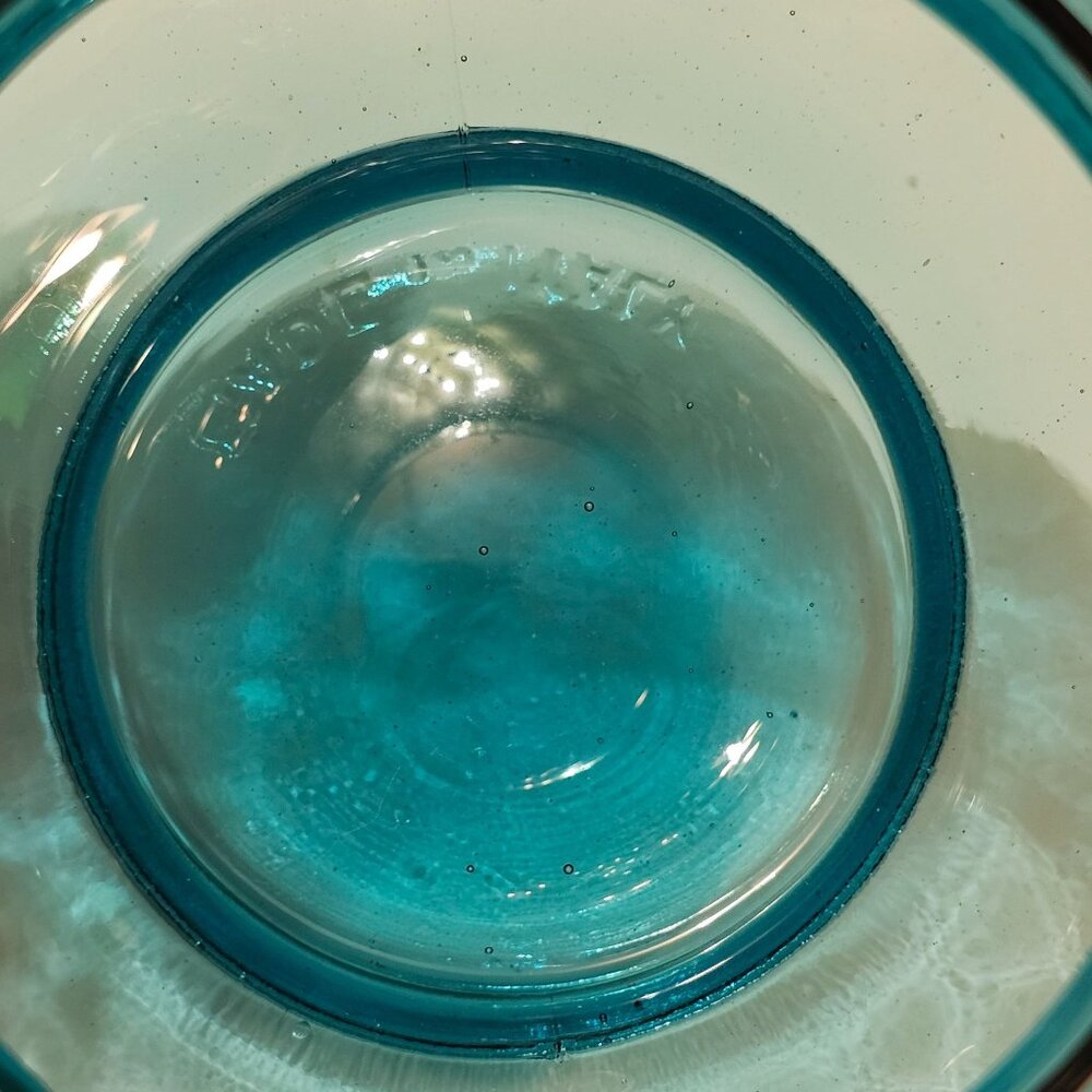 Vtg Light Blue Italian Empoli Glass Jar Bowl, Mid Century Bon Bon Candy Dish 4" - Picture 7 of 10